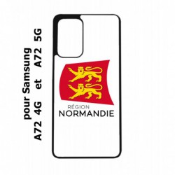 Coque noire pour Samsung Galaxy A72 Logo Normandie - Écusson Normandie - 2 léopards