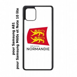 Coque noire pour Samsung Galaxy A81 Logo Normandie - Écusson Normandie - 2 léopards