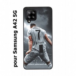 Coque noire pour Samsung Galaxy A42 5G Cristiano Ronaldo club foot Turin Football stade