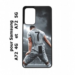 Coque noire pour Samsung Galaxy A72 Cristiano Ronaldo club foot Turin Football stade