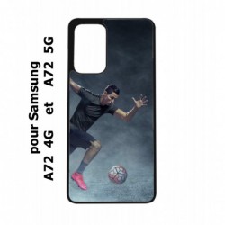 Coque noire pour Samsung Galaxy A72 Cristiano Ronaldo club foot Turin Football course ballon