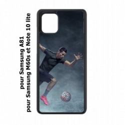 Coque noire pour Samsung Galaxy A81 Cristiano Ronaldo club foot Turin Football course ballon
