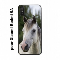 Coque noire pour Xiaomi Redmi 9A Coque cheval blanc - tête de cheval