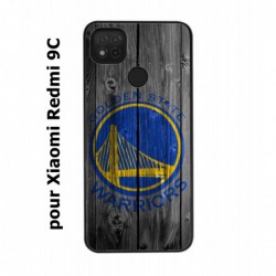 Coque noire pour Xiaomi Redmi 9C Stephen Curry emblème Golden State Warriors Basket fond bois