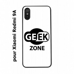 Coque noire pour Xiaomi Redmi 9A Logo Geek Zone noir & blanc