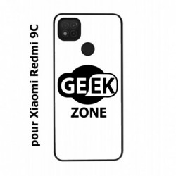 Coque noire pour Xiaomi Redmi 9C Logo Geek Zone noir & blanc