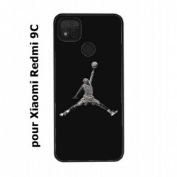 Coque noire pour Xiaomi Redmi 9C Michael Jordan 23 shoot Chicago Bulls Basket