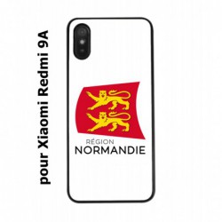 Coque noire pour Xiaomi Redmi 9A Logo Normandie - Écusson Normandie - 2 léopards