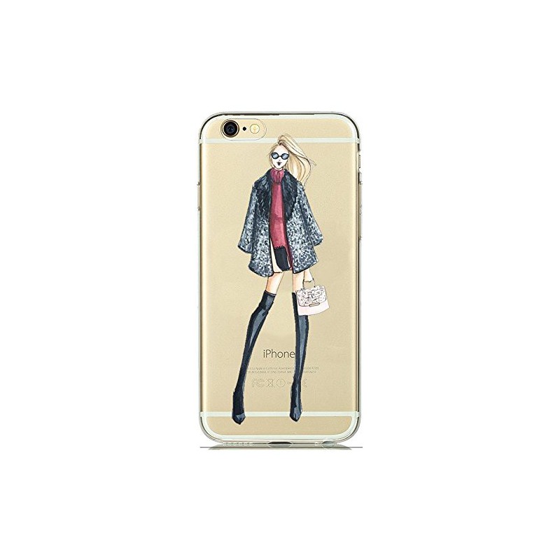 Coque Iphone 5C Silicone Transparente Motif Fille/Fashion Illustration/Mode
