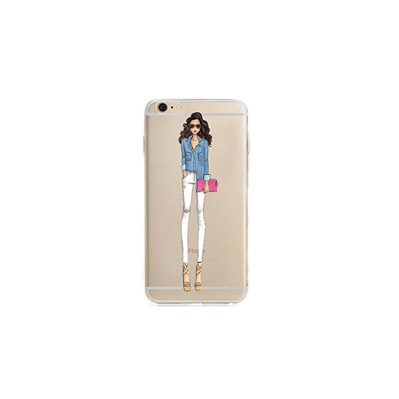Coque Iphone 5C Silicone Transparente Motif Fille/Fashion Illustration/Mode 7