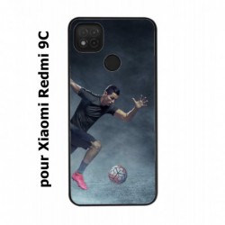 Coque noire pour Xiaomi Redmi 9C Cristiano Ronaldo club foot Turin Football course ballon