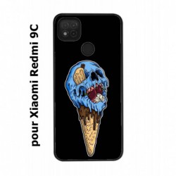 Coque noire pour Xiaomi Redmi 9C Ice Skull - Crâne Glace - Cône Crâne - skull art