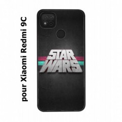 Coque noire pour Xiaomi Redmi 9C logo Stars Wars fond gris - légende Star Wars
