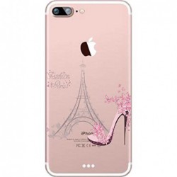 Coque Iphone 5C Silicone Transparente Motif Paris/Romantique