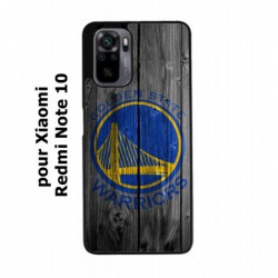 Coque noire pour Xiaomi Redmi Note 10 Stephen Curry emblème Golden State Warriors Basket fond bois