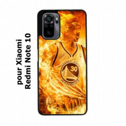 Coque noire pour Xiaomi Redmi Note 10 Stephen Curry Golden State Warriors Basket - Curry en flamme