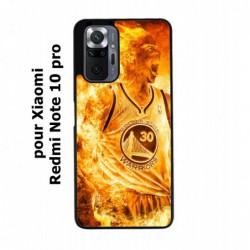 Coque noire pour Xiaomi Redmi Note 10 PRO Stephen Curry Golden State Warriors Basket - Curry en flamme