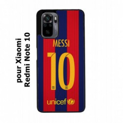 Coque noire pour Xiaomi Redmi Note 10 maillot 10 Lionel Messi FC Barcelone Foot