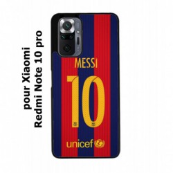 Coque noire pour Xiaomi Redmi Note 10 PRO maillot 10 Lionel Messi FC Barcelone Foot