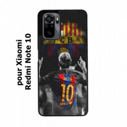 Coque noire pour Xiaomi Redmi Note 10 Lionel Messi 10 FC Barcelone Foot