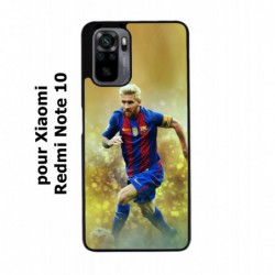 Coque noire pour Xiaomi Redmi Note 10 Lionel Messi FC Barcelone Foot fond jaune
