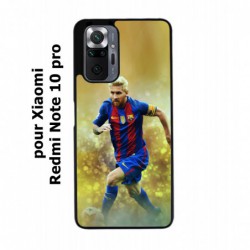 Coque noire pour Xiaomi Redmi Note 10 PRO Lionel Messi FC Barcelone Foot fond jaune