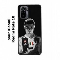 Coque noire pour Xiaomi Redmi Note 10 Cristiano Ronaldo Club Foot Turin