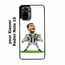 Coque noire pour Xiaomi Redmi Note 10 Cristiano Ronaldo club foot Turin Football - Ronaldo super héros