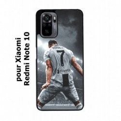 Coque noire pour Xiaomi Redmi Note 10 Cristiano Ronaldo club foot Turin Football stade