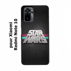 Coque noire pour Xiaomi Redmi Note 10 logo Stars Wars fond gris - légende Star Wars