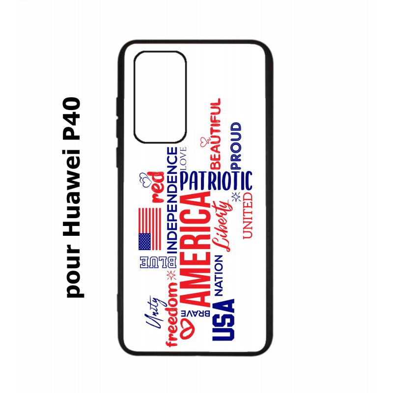 Coque noire pour Huawei P40 USA lovers - drapeau USA - patriot
