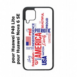 Coque noire pour Huawei P40 Lite / Nova 6 SE USA lovers - drapeau USA - patriot