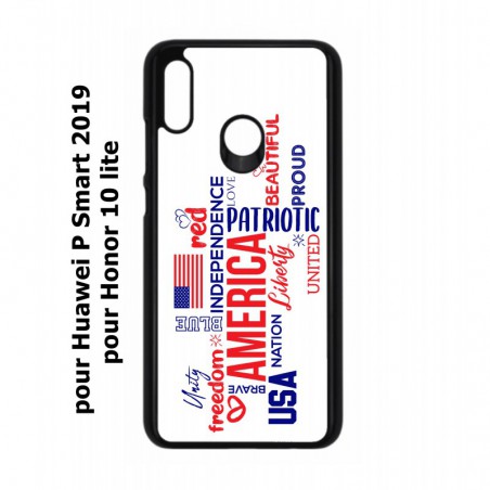 Coque noire pour Huawei P Smart 2019 USA lovers - drapeau USA - patriot
