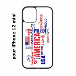 Coque noire pour Iphone 12 MINI USA lovers - drapeau USA - patriot