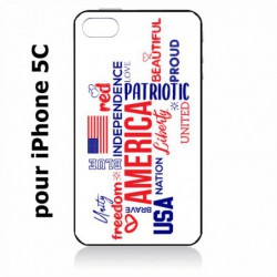 Coque noire pour IPHONE 5C USA lovers - drapeau USA - patriot