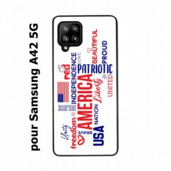 Coque noire pour Samsung Galaxy A42 5G USA lovers - drapeau USA - patriot