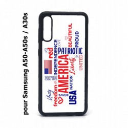 Coque noire pour Samsung Galaxy A50 A50S et A30S USA lovers - drapeau USA - patriot
