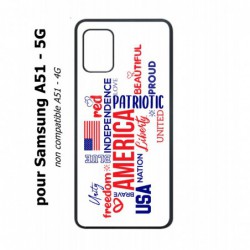 Coque noire pour Samsung Galaxy A51 - 5G USA lovers - drapeau USA - patriot