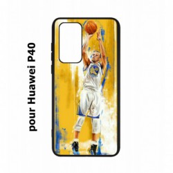 Coque noire pour Huawei P40 Stephen Curry Golden State Warriors Shoot Basket