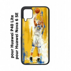 Coque noire pour Huawei P40 Lite / Nova 6 SE Stephen Curry Golden State Warriors Shoot Basket