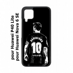 Coque noire pour Huawei P40 Lite / Nova 6 SE Lionel Messi FC Barcelone Foot