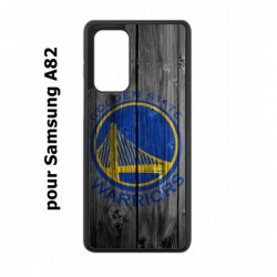 Coque noire pour Samsung Galaxy A82 Stephen Curry emblème Golden State Warriors Basket fond bois