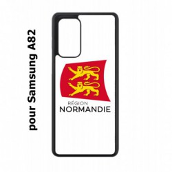 Coque noire pour Samsung Galaxy A82 Logo Normandie - Écusson Normandie - 2 léopards