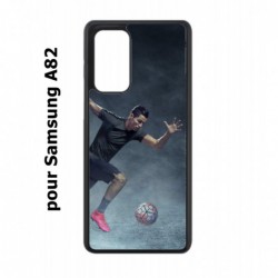 Coque noire pour Samsung Galaxy A82 Cristiano Ronaldo club foot Turin Football course ballon