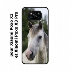 Coque noire pour Xiaomi Poco X3 & Poco X3 Pro Coque cheval blanc - tête de cheval