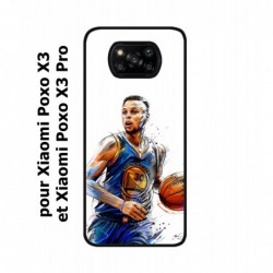 Coque noire pour Xiaomi Poco X3 & Poco X3 Pro Stephen Curry Golden State Warriors dribble Basket