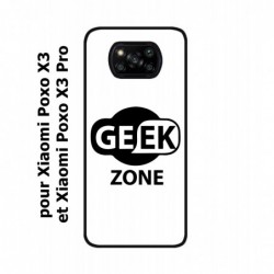 Coque noire pour Xiaomi Poco X3 & Poco X3 Pro Logo Geek Zone noir & blanc