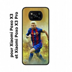 Coque noire pour Xiaomi Poco X3 & Poco X3 Pro Lionel Messi FC Barcelone Foot fond jaune