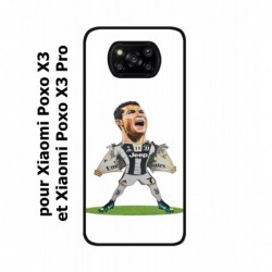 Coque noire pour Xiaomi Poco X3 & Poco X3 Pro Cristiano Ronaldo club foot Turin Football - Ronaldo super héros