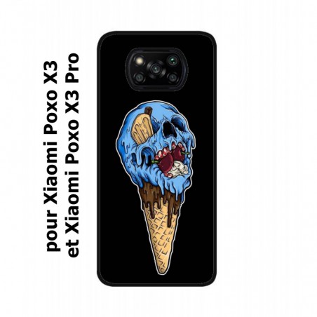 Coque noire pour Xiaomi Poco X3 & Poco X3 Pro Ice Skull - Crâne Glace - Cône Crâne - skull art